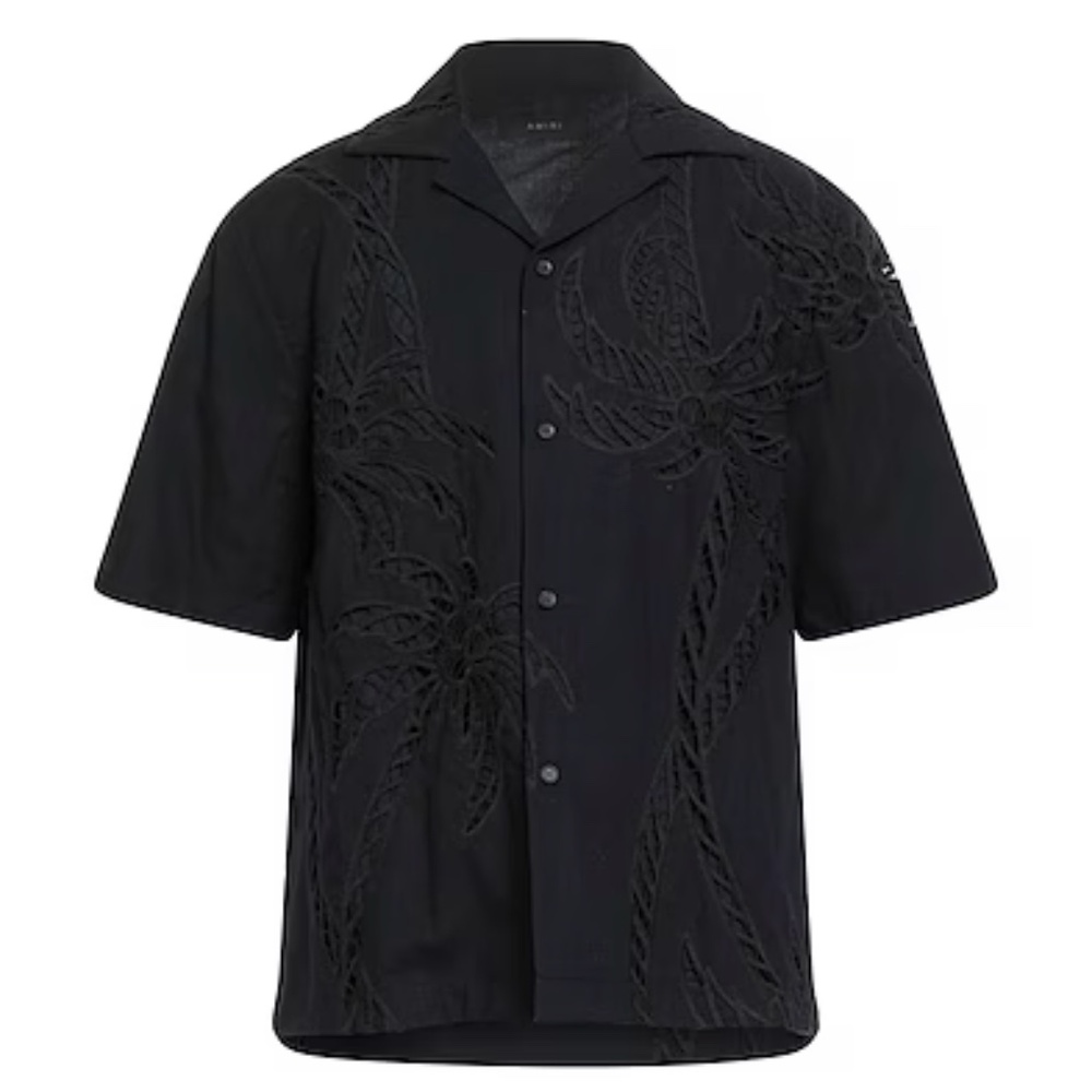 AMIRI NWOT Paisley Palm Camp Shirt in Black Size M
